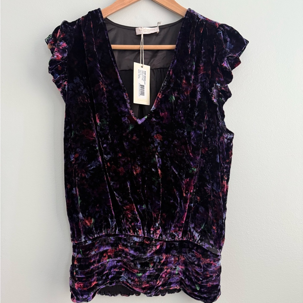 Ramy Brook Printed Flynn Velvet Stretch Top Size Medium